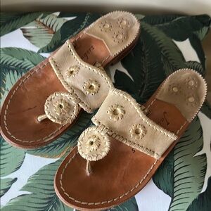Jack Rogers Gold Leather Slide Sandals Size 6